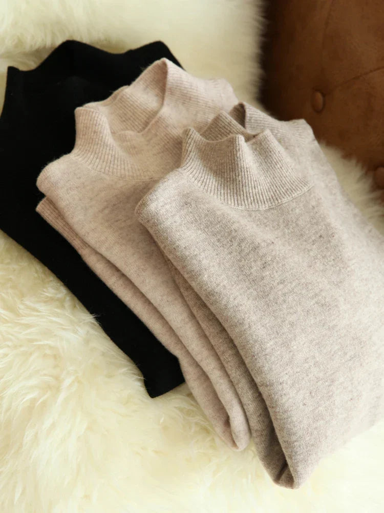 Slim Fit Knitted Women's Turtleneck Sweater with Stand-Up Collar 1