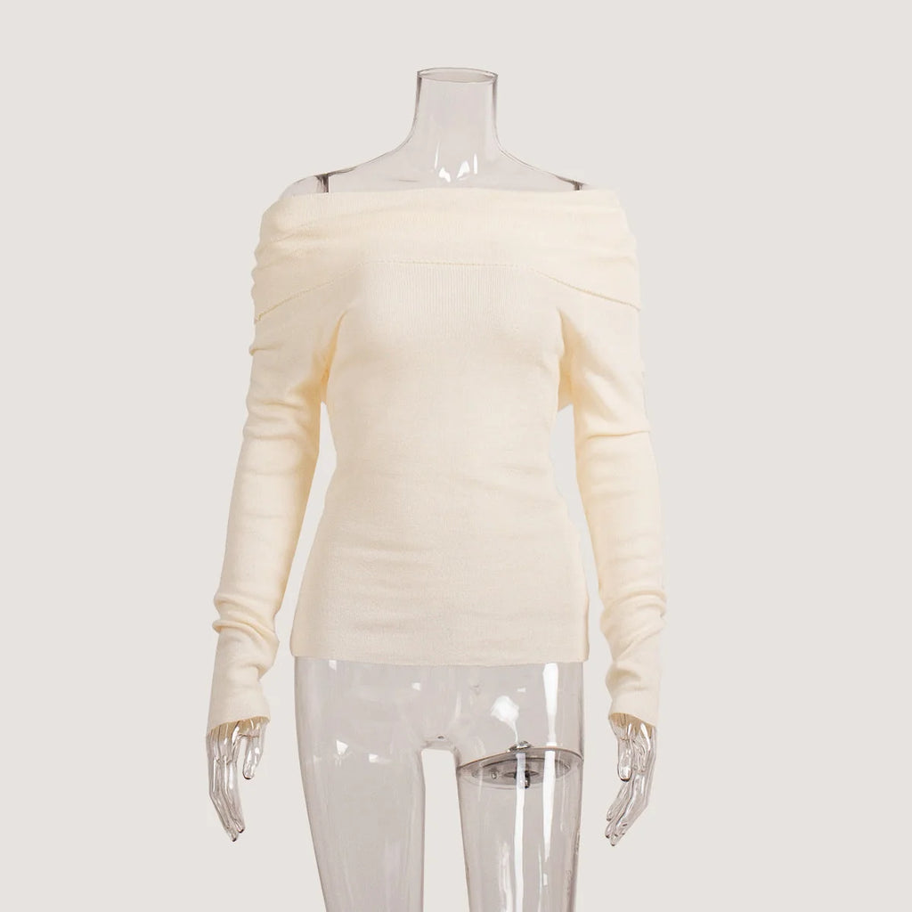 Slim Fit Off-Shoulder Sweater with Lightweight Fabric for Women 0