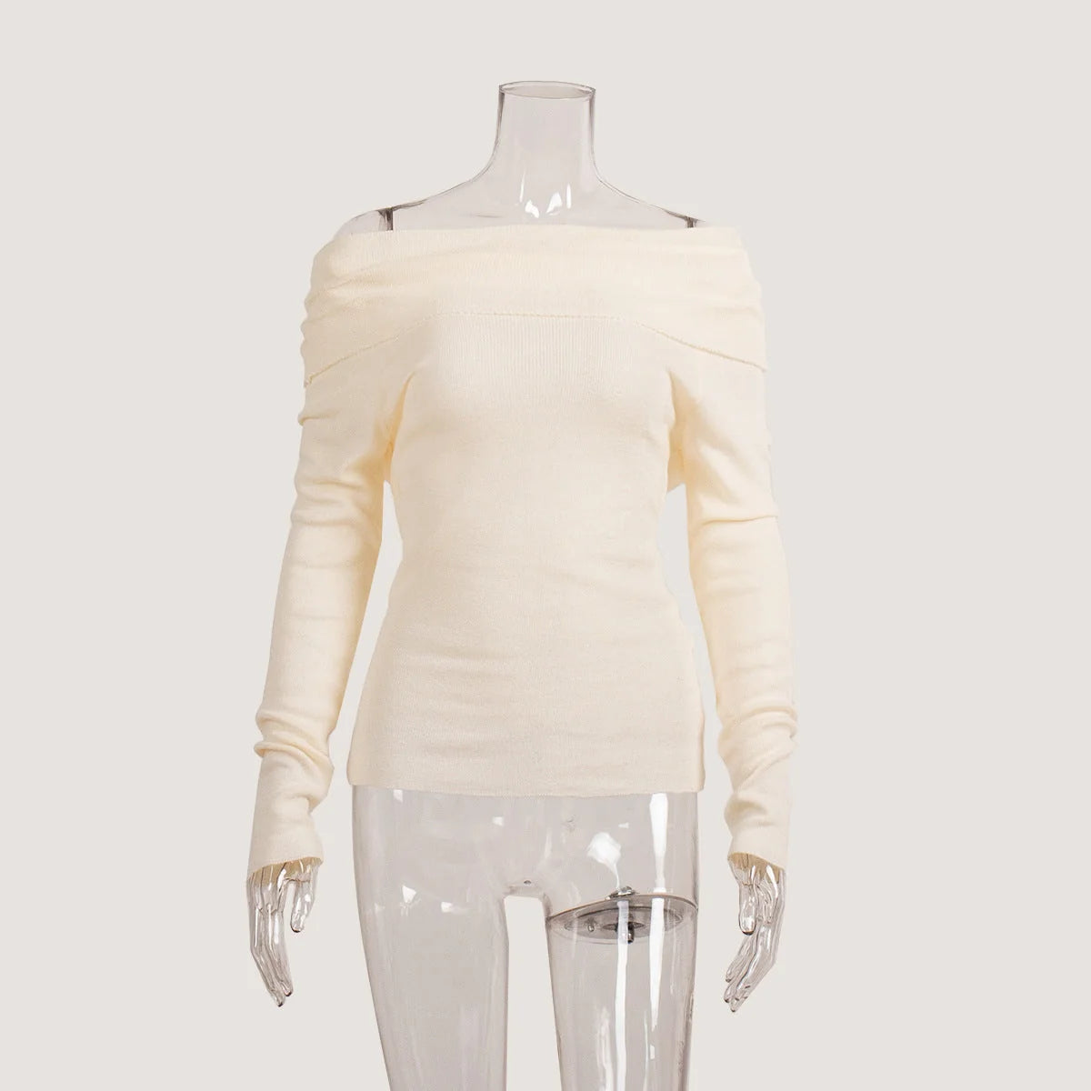 Slim Fit Off-Shoulder Sweater with Lightweight Fabric for Women 0