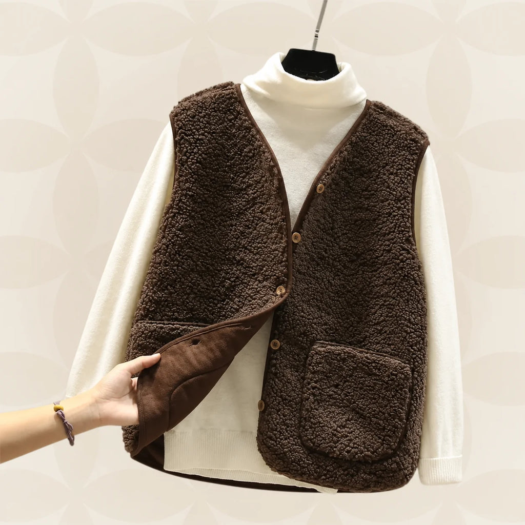 Soft Teddy Sleeveless Bodywarmer for Comfortable Layering 0