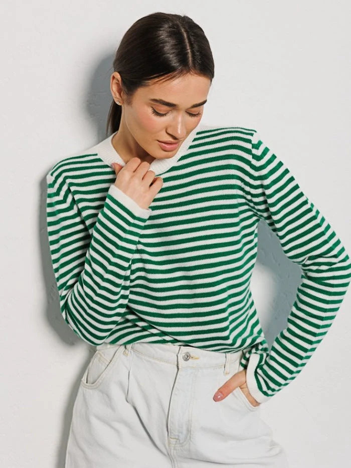 Striped Round Neck Women's Sweater in Soft, Comfortable Fabric 5