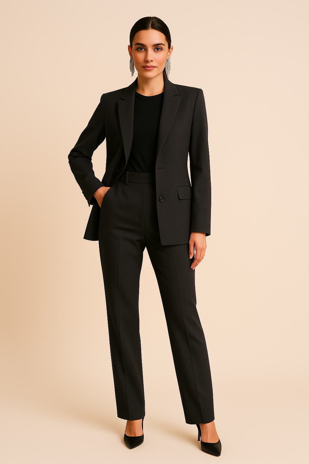 Blazer and Pleated Trousers Set