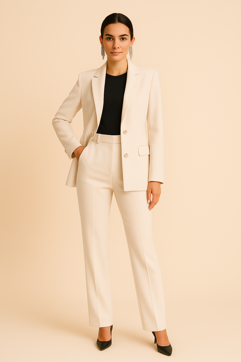 Blazer and Pleated Trousers Set