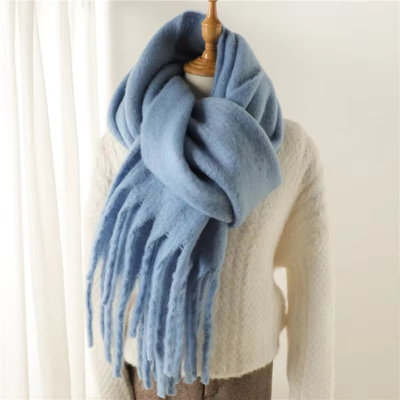 Thick Cashmere Scarf for Women with Tassels - Versatile Wrap Shawl 12