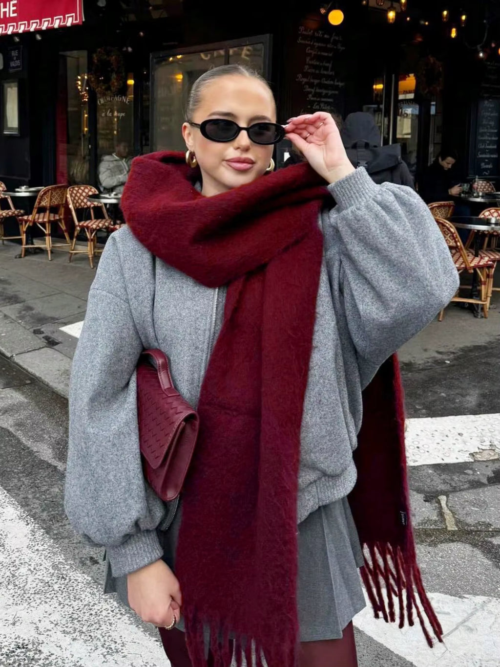 Thick Warm Winter Scarf with Tassels for Women - Soft and Cozy Accessory 0