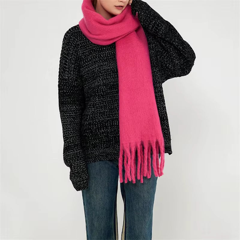Thick Warm Winter Scarf with Tassels for Women - Soft and Cozy Accessory 10