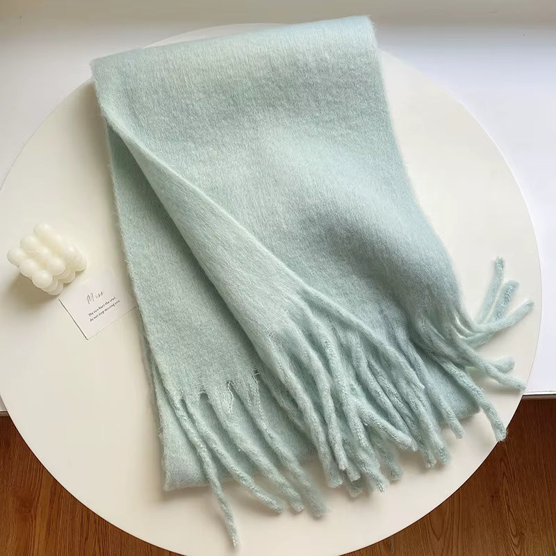 Thick Warm Winter Scarf with Tassels for Women - Soft and Cozy Accessory 12