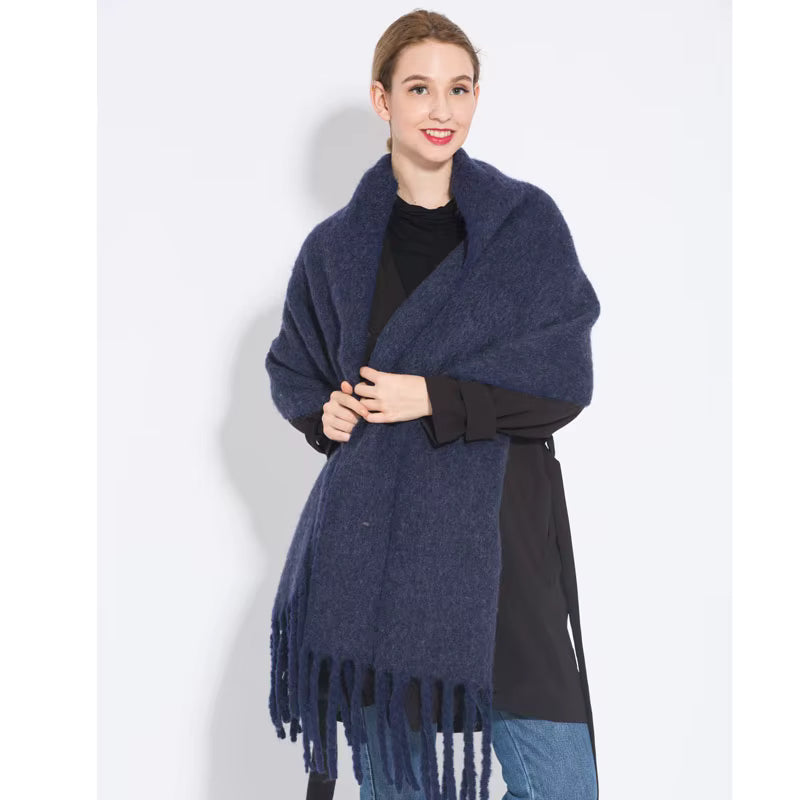 Thick Warm Winter Scarf with Tassels for Women - Soft and Cozy Accessory 13