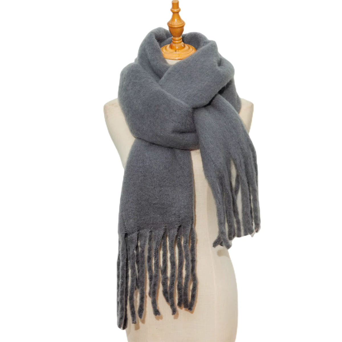 Thick Warm Winter Scarf with Tassels for Women - Soft and Cozy Accessory 16