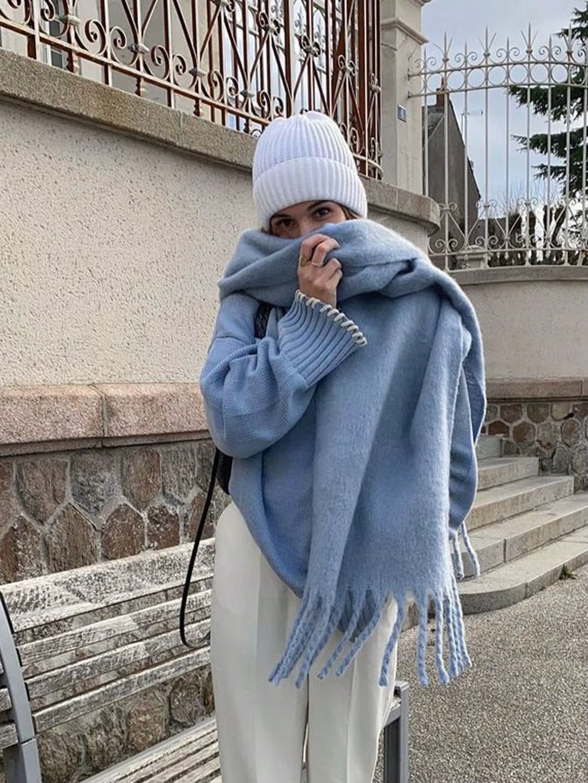Thick Warm Winter Scarf with Tassels for Women - Soft and Cozy Accessory 17