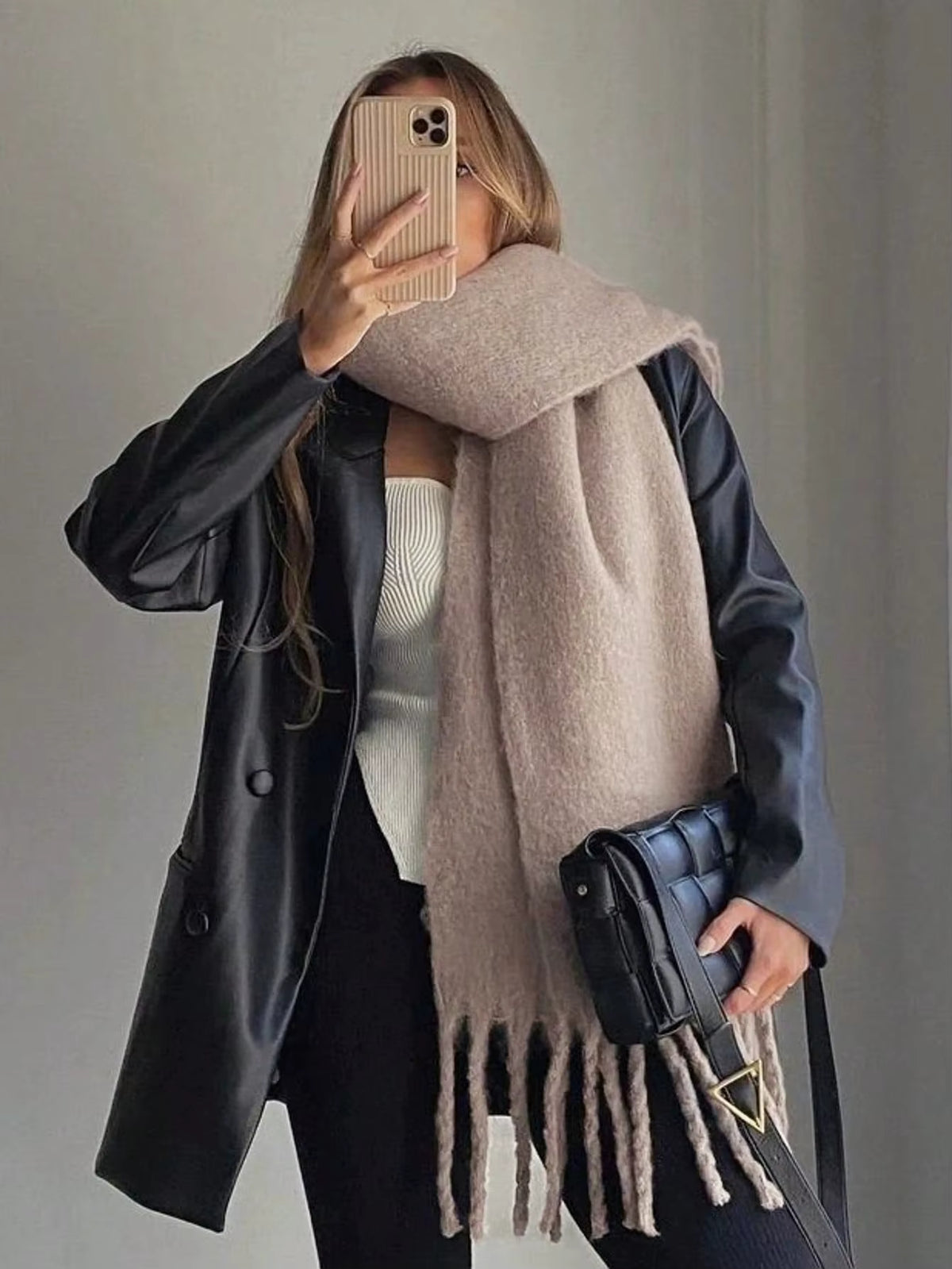 Thick Warm Winter Scarf with Tassels for Women - Soft and Cozy Accessory 21