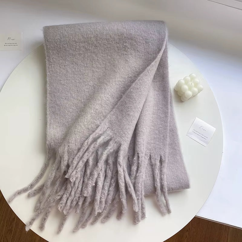 Thick Warm Winter Scarf with Tassels for Women - Soft and Cozy Accessory 22