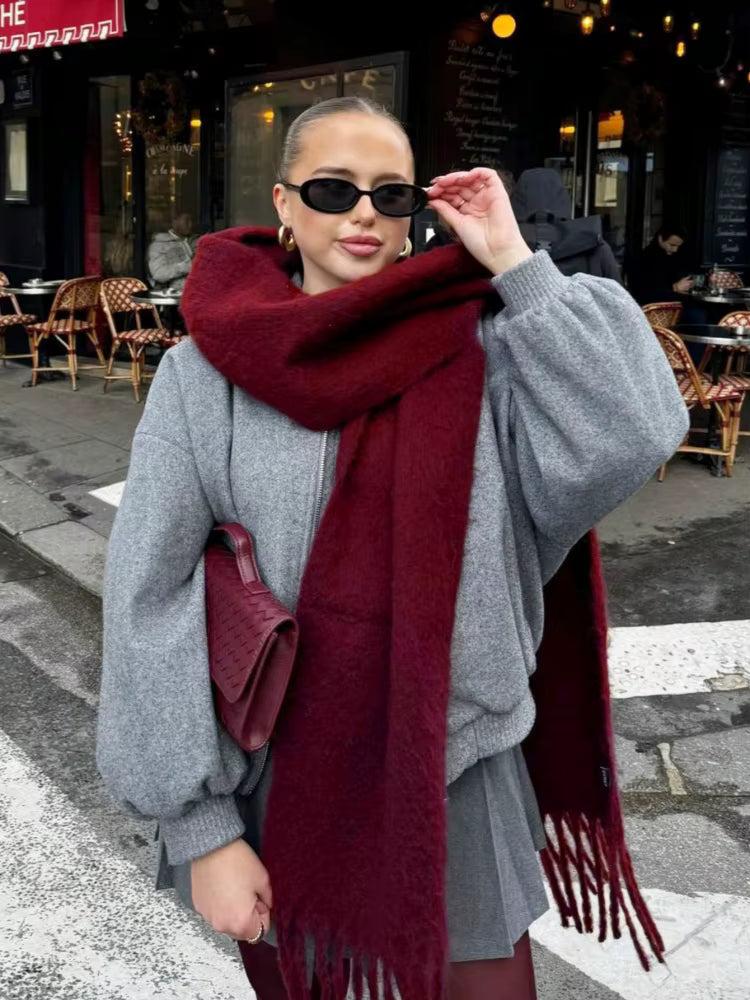 Thick Warm Winter Scarf with Tassels for Women - Soft and Cozy Accessory 23