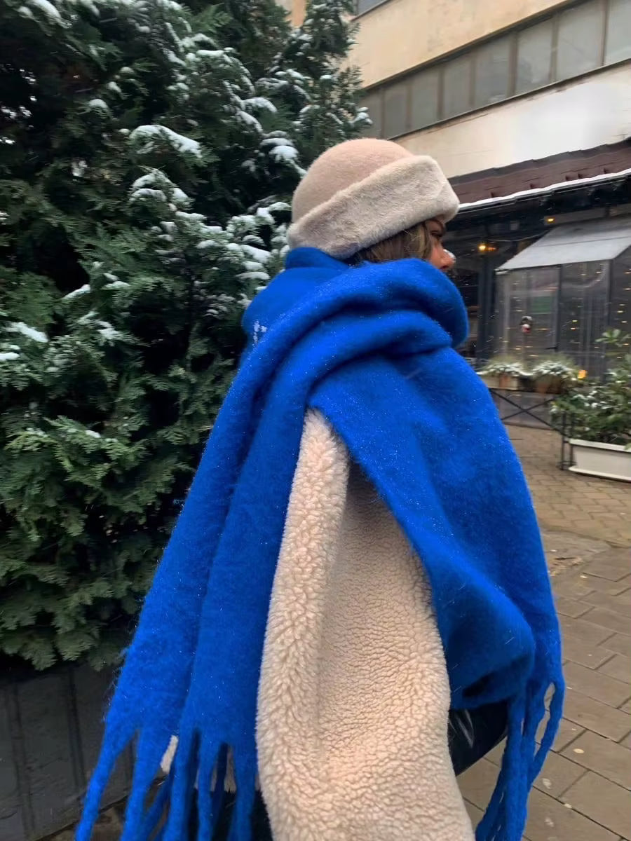 Thick Warm Winter Scarf with Tassels for Women - Soft and Cozy Accessory 7