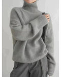 Women's Black Cashmere Turtleneck Sweater - Lightweight & Soft 0