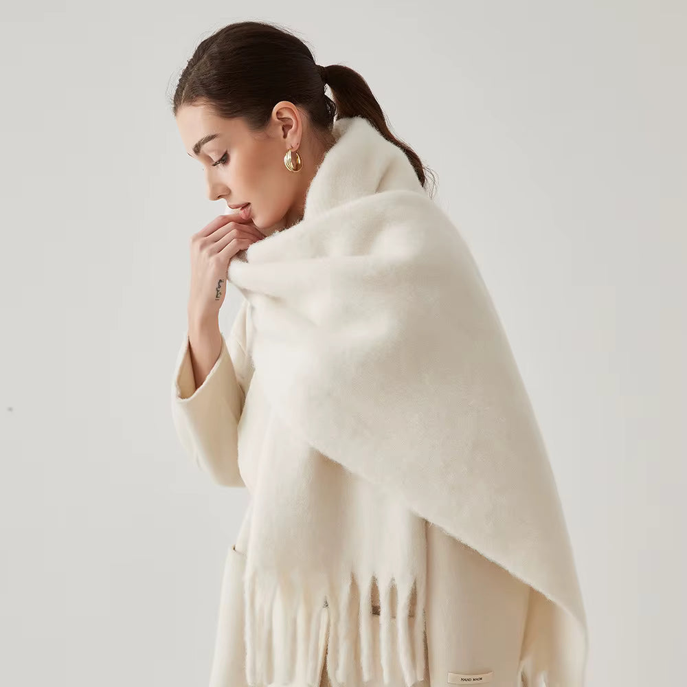 Women's Cashmere Blend Scarf Wrap - Soft Pink Winter Accessory 15
