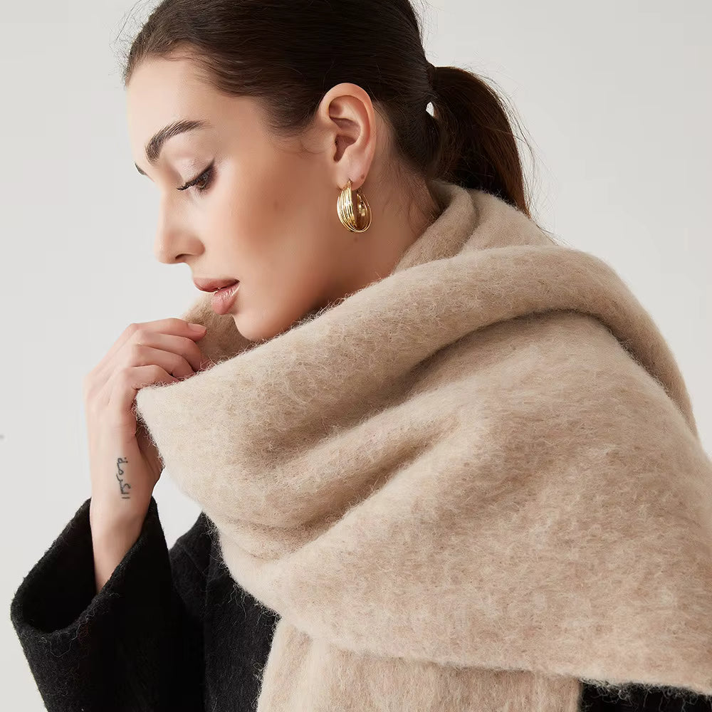 Women's Cashmere Blend Scarf Wrap - Soft Pink Winter Accessory 16