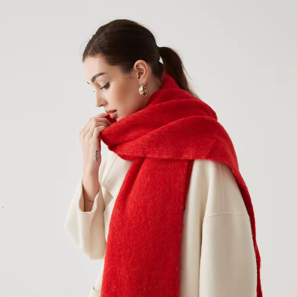 Women's Cashmere Blend Scarf Wrap - Soft Pink Winter Accessory 18