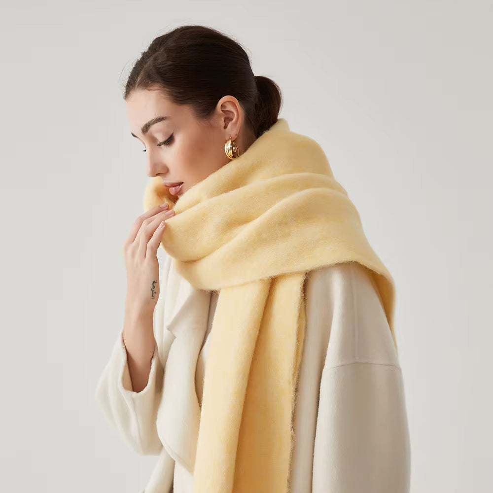 Women's Cashmere Blend Scarf Wrap - Soft Pink Winter Accessory 2