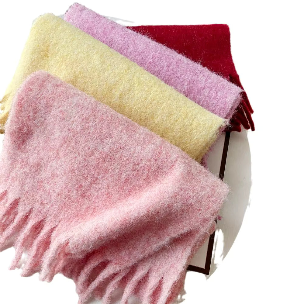 Women's Cashmere Blend Scarf Wrap - Soft Pink Winter Accessory 3