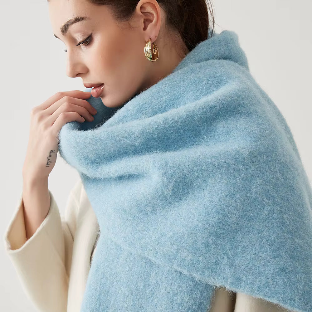 Women's Cashmere Blend Scarf Wrap - Soft Pink Winter Accessory 4