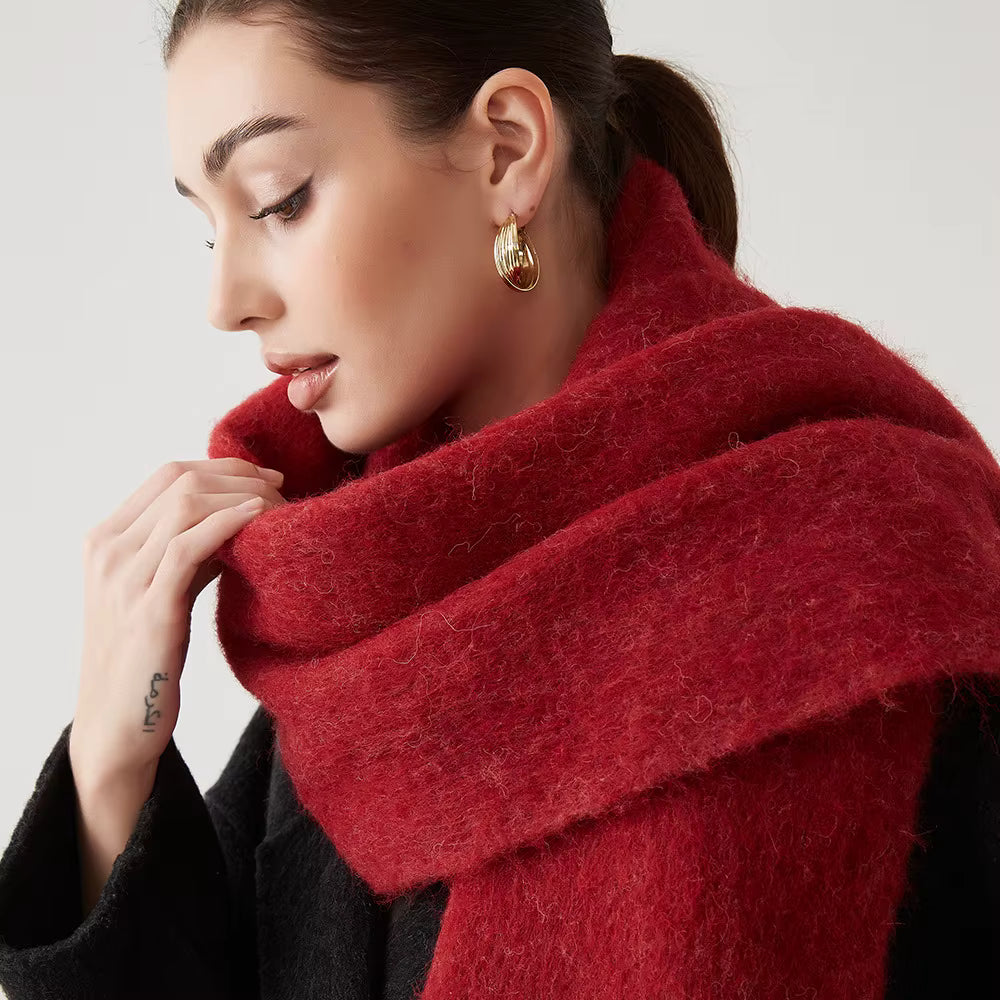 Women's Cashmere Blend Scarf Wrap - Soft Pink Winter Accessory 9