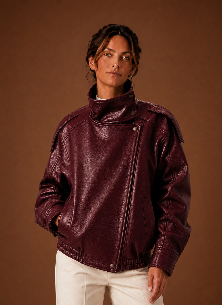 Women's Casual Funnel Neck Jacket in soft fabric, perfect for everyday wear, featuring a stylish design and comfortable fit. 1