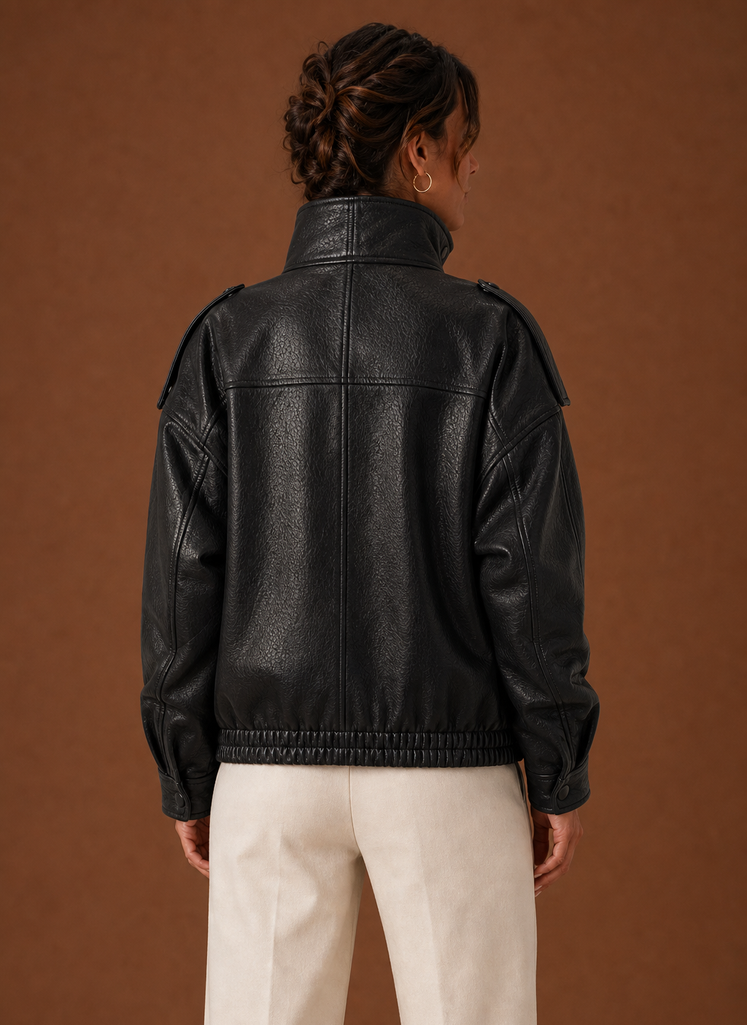 Women's Casual Funnel Neck Jacket in soft fabric, perfect for everyday wear, featuring a stylish design and comfortable fit. 4
