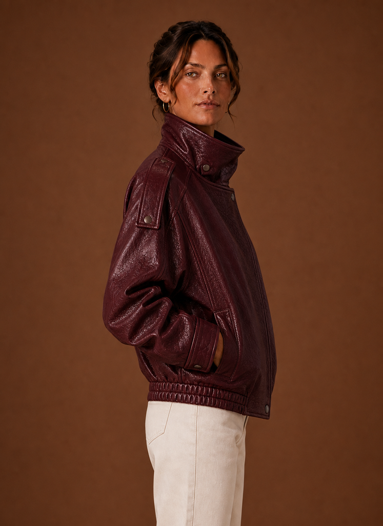 Women's Casual Funnel Neck Jacket in soft fabric, perfect for everyday wear, featuring a stylish design and comfortable fit. 6