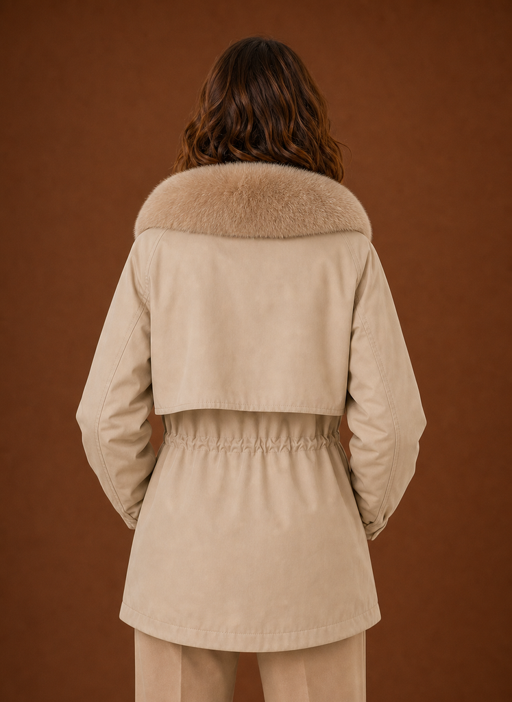 Women's hooded parka jacket featuring a stylish faux fur trim, perfect for winter warmth and fashion. 6
