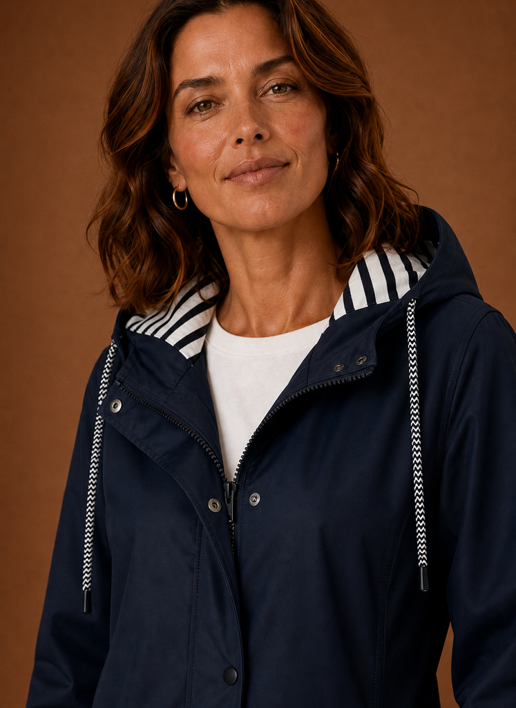 Women's hooded trench coat featuring a tailored fit, designed for warmth and style during autumn and winter seasons. 7