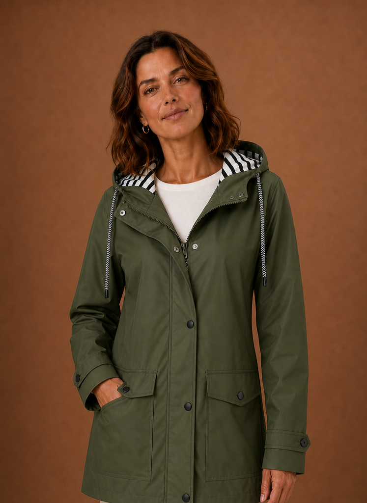 Women's hooded trench coat featuring a tailored fit, designed for warmth and style during autumn and winter seasons. 8