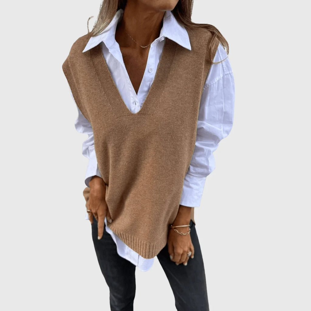 Women's Lightweight Knitted Vest with V-Neck for Layering 1