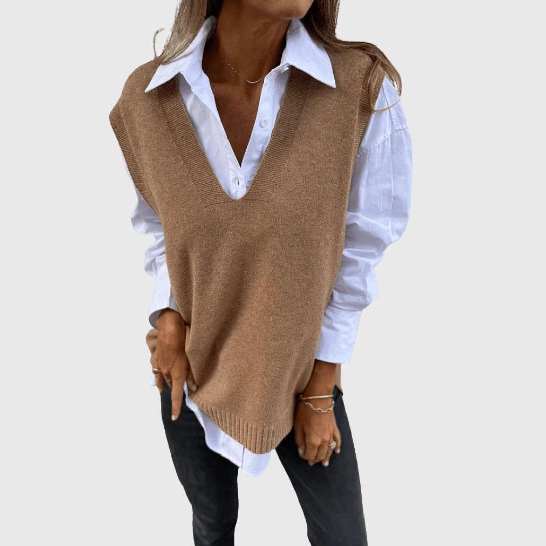 Women's Lightweight Knitted Vest with V-Neck for Layering 1
