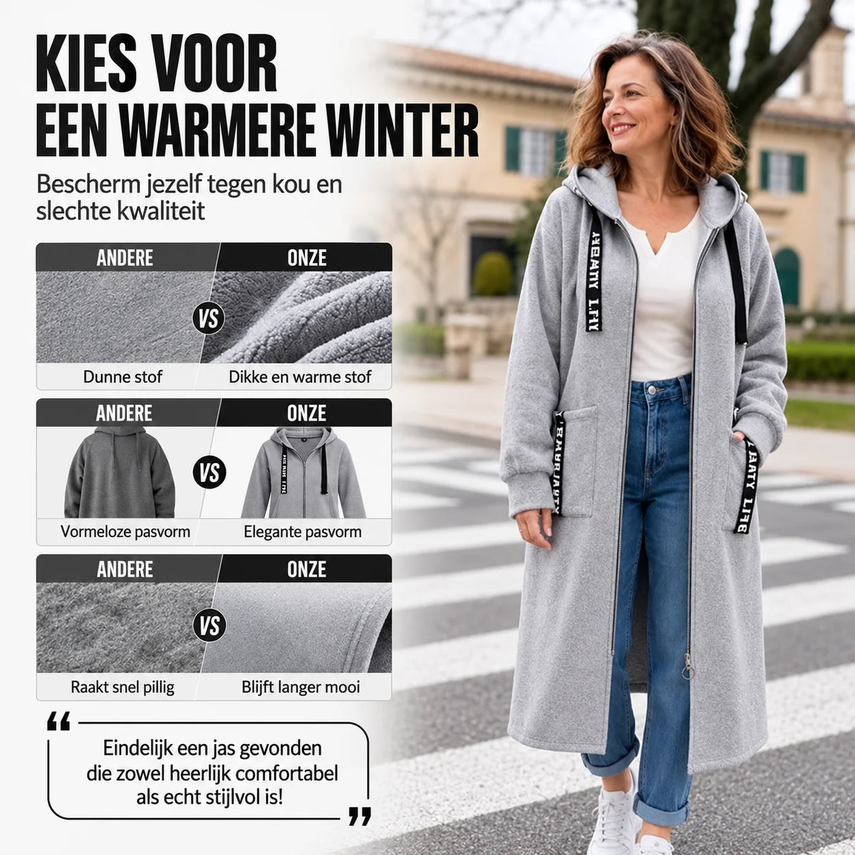 Women's Long Hooded Fleece Lined Coat for Winter Comfort 1
