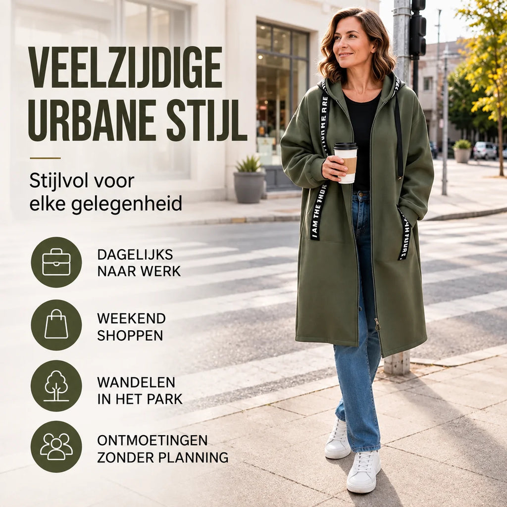 Women's Long Hooded Fleece Lined Coat for Winter Comfort 4