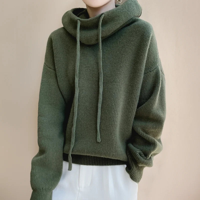 Women's Merino Wool Knitted Turtleneck Sweater 1