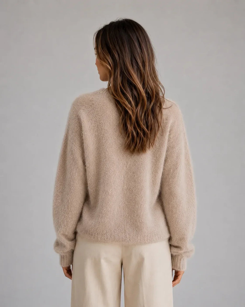 Women's Relaxed Fit Fluffy Cardigan with Button Closure 1