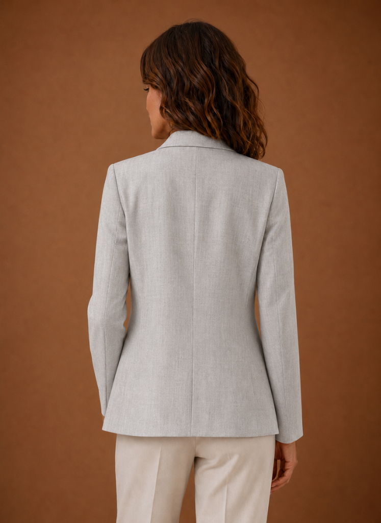 Elegant women's tailored black blazer featuring a sophisticated single-button closure, ideal for professional and formal occasions. 1