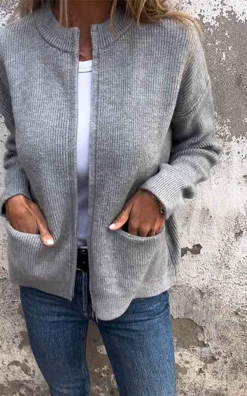 Wool Blend Zip Cardigan Sweater for Men - Straight Fit Everyday Wear 4