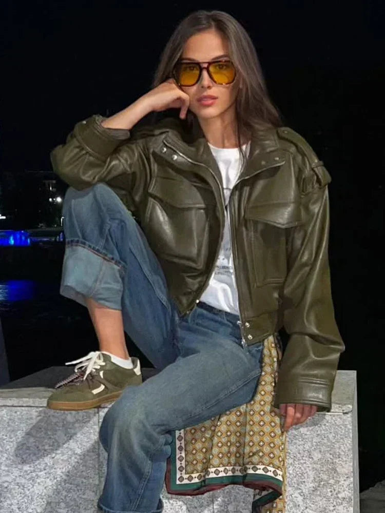 Zip-Up Biker Style Jacket