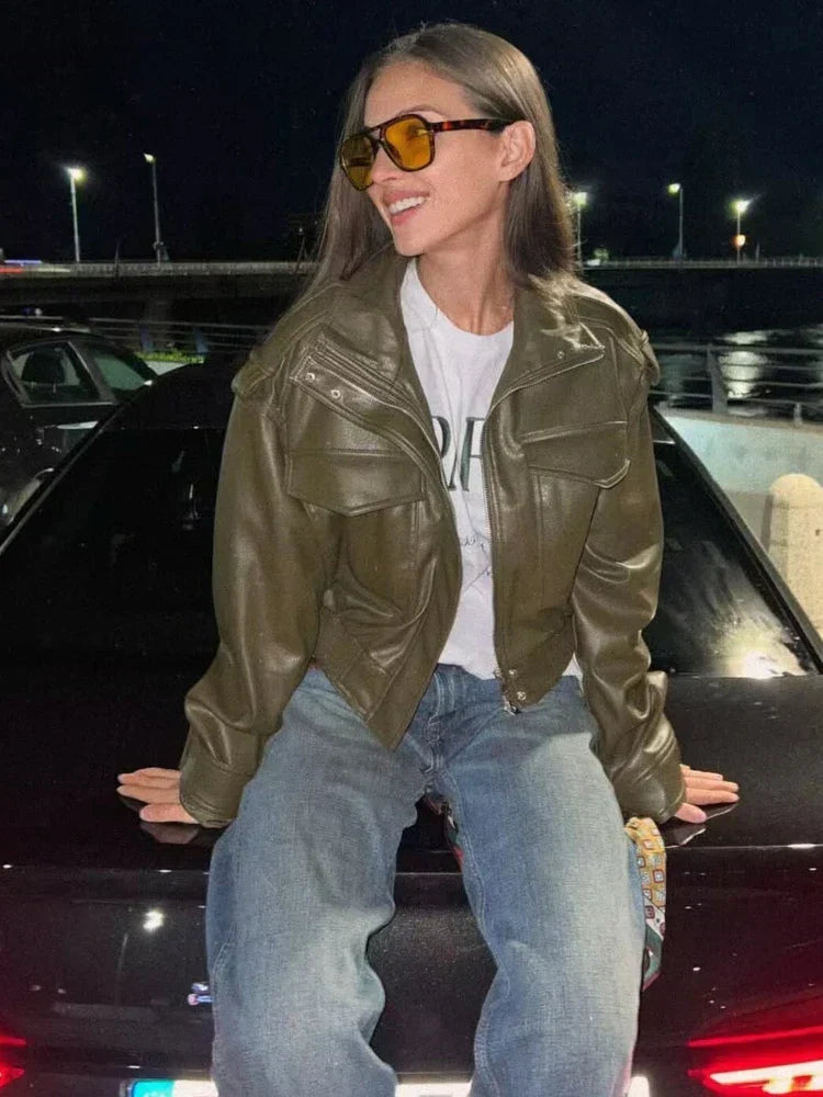Zip-Up Biker Style Jacket