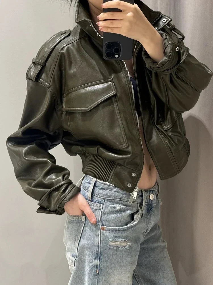 Zip-Up Biker Style Jacket