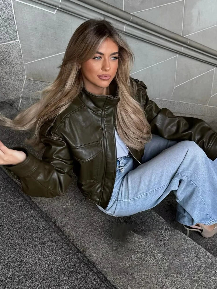 Zip-Up Biker Style Jacket