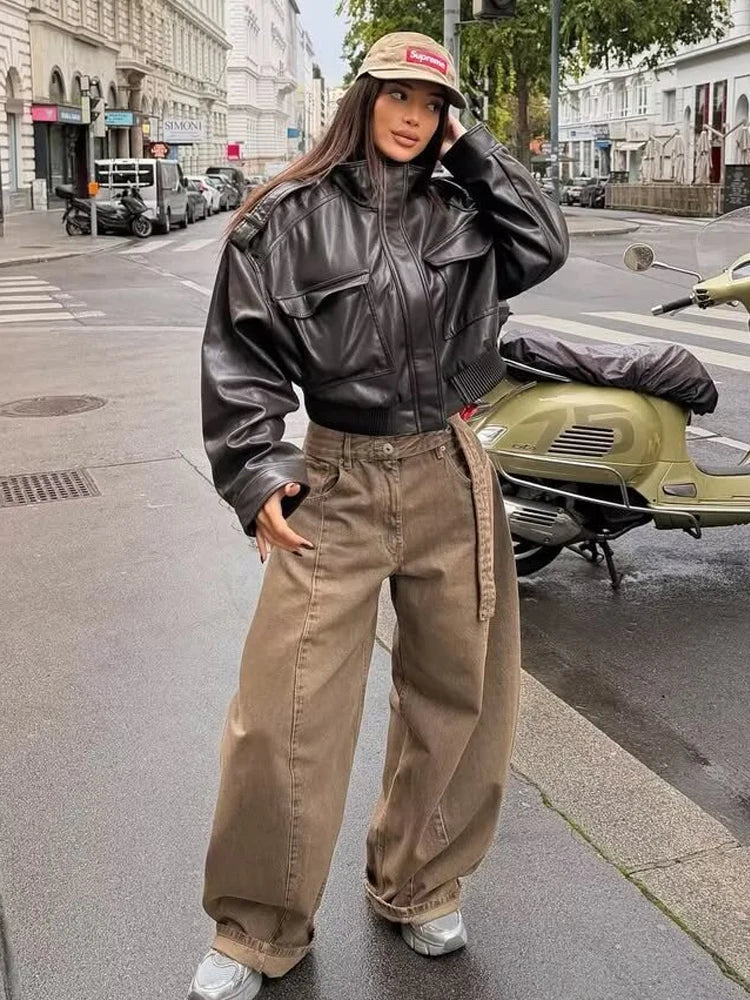 Zip-Up Biker Style Jacket